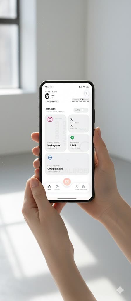 MisePo アプリ画面 - インスタグラム投稿作成